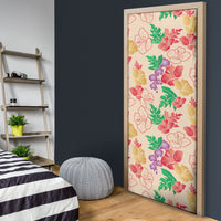 Colorful Aloha Hawaii Hibiscus Orchid Seamless Door Cover