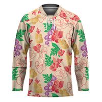 Colorful Aloha Hawaii Hibiscus Orchid Seamless Hockey Jersey