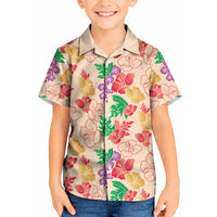 Colorful Aloha Hawaii Hibiscus Orchid Seamless Kid Hawaiian Shirt