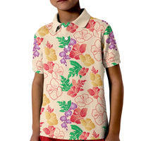 Colorful Aloha Hawaii Hibiscus Orchid Seamless Kid Polo Shirt