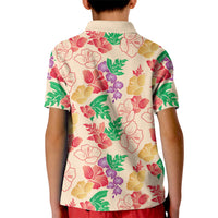 Colorful Aloha Hawaii Hibiscus Orchid Seamless Kid Polo Shirt