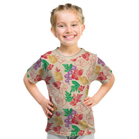 Colorful Aloha Hawaii Hibiscus Orchid Seamless Kid T Shirt