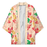 Colorful Aloha Hawaii Hibiscus Orchid Seamless Kimono