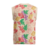 Colorful Aloha Hawaii Hibiscus Orchid Seamless Christmas Knitted V-Neck Vest