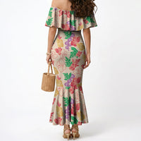 Colorful Aloha Hawaii Hibiscus Orchid Seamless Mermaid Dress