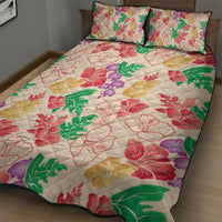 Colorful Aloha Hawaii Hibiscus Orchid Seamless Quilt Bed Set