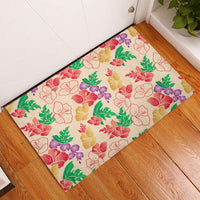 Colorful Aloha Hawaii Hibiscus Orchid Seamless Rubber Doormat
