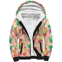 Colorful Aloha Hawaii Hibiscus Orchid Seamless Sherpa Hoodie