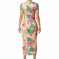 Colorful Aloha Hawaii Hibiscus Orchid Seamless Short Sleeve Bodycon Dress