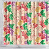 Colorful Aloha Hawaii Hibiscus Orchid Seamless Shower Curtain