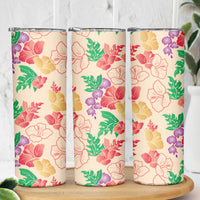 Colorful Aloha Hawaii Hibiscus Orchid Seamless Skinny Tumbler