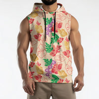Colorful Aloha Hawaii Hibiscus Orchid Seamless Sleeveless Hoodie