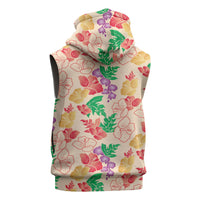 Colorful Aloha Hawaii Hibiscus Orchid Seamless Sleeveless Zip Hoodie
