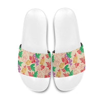 Colorful Aloha Hawaii Hibiscus Orchid Seamless Slide Sandals