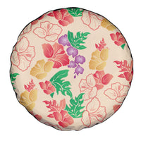 Colorful Aloha Hawaii Hibiscus Orchid Seamless Spare Tire Cover