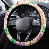Colorful Aloha Hawaii Hibiscus Orchid Seamless Steering Wheel Cover