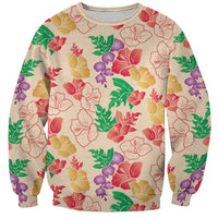 Colorful Aloha Hawaii Hibiscus Orchid Seamless Sweatshirt