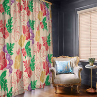 Colorful Aloha Hawaii Hibiscus Orchid Seamless Window Curtain