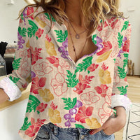 Colorful Aloha Hawaii Hibiscus Orchid Seamless Women Casual Shirt