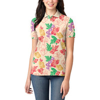 Colorful Aloha Hawaii Hibiscus Orchid Seamless Women Polo Shirt