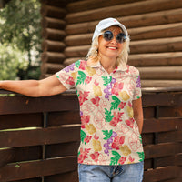Colorful Aloha Hawaii Hibiscus Orchid Seamless Women Polo Shirt