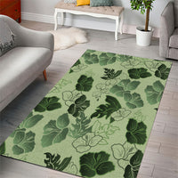Vesuvian Green Aloha Hawaii Hibiscus Orchid Seamless Area Rug