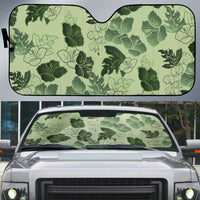 Vesuvian Green Aloha Hawaii Hibiscus Orchid Seamless Auto Sun Shade