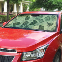 Vesuvian Green Aloha Hawaii Hibiscus Orchid Seamless Auto Sun Shade