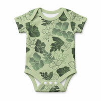 Vesuvian Green Aloha Hawaii Hibiscus Orchid Seamless Baby Onesie