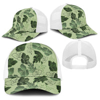 Vesuvian Green Aloha Hawaii Hibiscus Orchid Seamless Baseball Net Cap