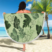 Vesuvian Green Aloha Hawaii Hibiscus Orchid Seamless Beach Blanket