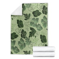 Vesuvian Green Aloha Hawaii Hibiscus Orchid Seamless Blanket