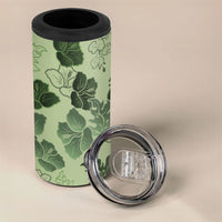 Vesuvian Green Aloha Hawaii Hibiscus Orchid Seamless 4 in 1 Can Cooler Tumbler