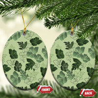 Vesuvian Green Aloha Hawaii Hibiscus Orchid Seamless Ceramic Ornament