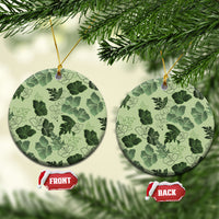 Vesuvian Green Aloha Hawaii Hibiscus Orchid Seamless Ceramic Ornament