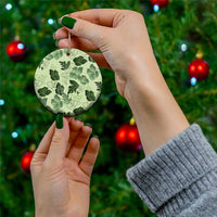 Vesuvian Green Aloha Hawaii Hibiscus Orchid Seamless Ceramic Ornament