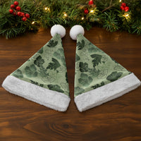 Vesuvian Green Aloha Hawaii Hibiscus Orchid Seamless Christmas Santa Hat
