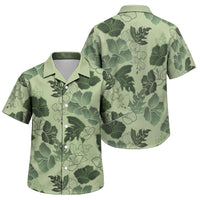 Vesuvian Green Aloha Hawaii Hibiscus Orchid Seamless Family Matching Long Sleeve Bodycon Dress and Hawaiian Shirt