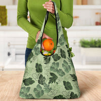 Vesuvian Green Aloha Hawaii Hibiscus Orchid Seamless Grocery Bag