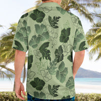 Vesuvian Green Aloha Hawaii Hibiscus Orchid Seamless Hawaiian Shirt