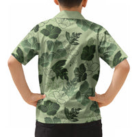Vesuvian Green Aloha Hawaii Hibiscus Orchid Seamless Hawaiian Shirt