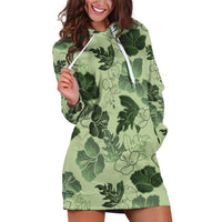 Vesuvian Green Aloha Hawaii Hibiscus Orchid Seamless Hoodie Dress
