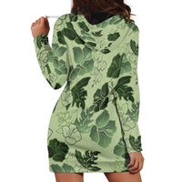 Vesuvian Green Aloha Hawaii Hibiscus Orchid Seamless Hoodie Dress