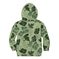 Vesuvian Green Aloha Hawaii Hibiscus Orchid Seamless Kid Hoodie