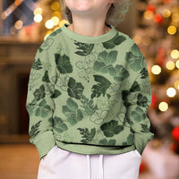 Vesuvian Green Aloha Hawaii Hibiscus Orchid Seamless Kid Ugly Christmas Sweater