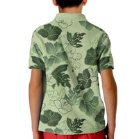 Vesuvian Green Aloha Hawaii Hibiscus Orchid Seamless Kid Polo Shirt