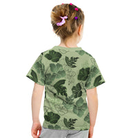 Vesuvian Green Aloha Hawaii Hibiscus Orchid Seamless Kid T Shirt