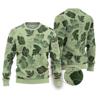 Vesuvian Green Aloha Hawaii Hibiscus Orchid Seamless Ugly Christmas Sweater