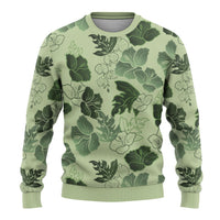 Vesuvian Green Aloha Hawaii Hibiscus Orchid Seamless Ugly Christmas Sweater