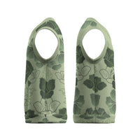 Vesuvian Green Aloha Hawaii Hibiscus Orchid Seamless Christmas Knitted V-Neck Vest